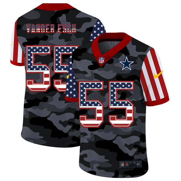 Men's Dallas Cowboys #55 Leighton Vander Esch 2020 Camo USA Flag Limited Stitched Jersey